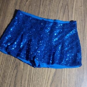 Beautiful Blue Sequin Pleated Shorts